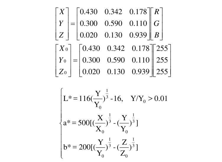 CIELab顏色空間與RGB顏色空間的轉換公式